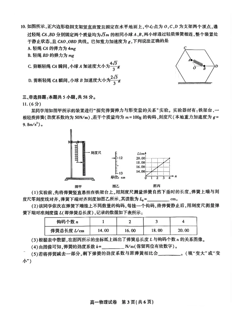 安徽省涡阳县2025年1月高一上期末联考-物理_2025年03月试卷_0312安徽省亳州市涡阳县2024-2025学年高一上学期1月期末考试