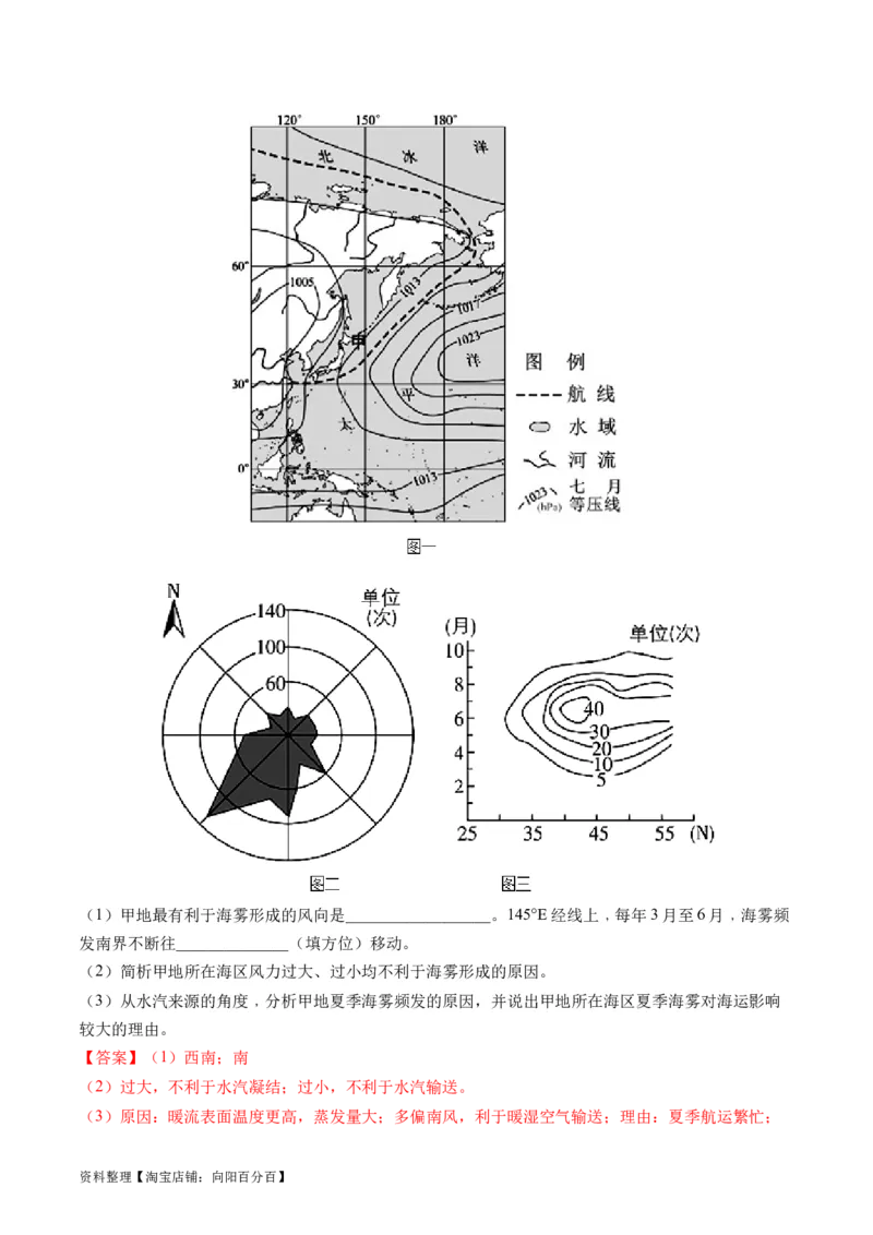 专题03微专题云雾雪、副高、特殊天气系统和现象（练习）（解析版）_新高考复习资料_2024年新高考复习资料_二轮复习资料_2024年高考地理二轮复习讲练测（新教材新高考）_配套练习