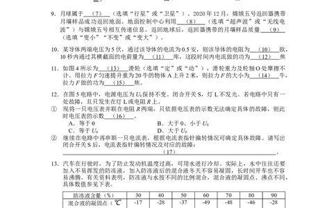 九年级第二学期期中测试卷（物理部分）_0122026上海中考一模二模真题试卷_2025-2012年_4.上海中考物理一模二模（14-24）_二模_2023年上海市中考物理二模试卷（16份）