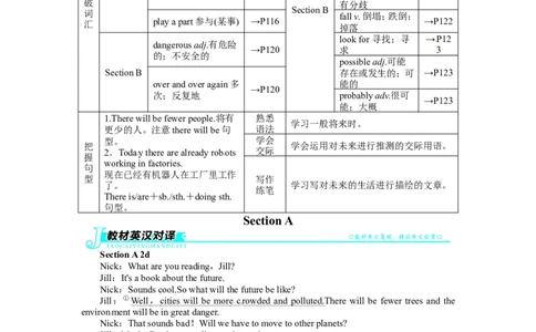 《初中同步测控全优设计》八年级英语人教版上册例题与讲解：Unit7WillpeoplehaverobotsSectionA_最新人教版英语八年级上册_老版（含有参考价值）_单元检测+同步测控