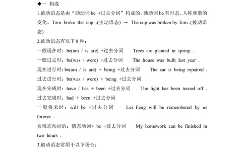 中考英语语法专项复习：被动语态_最新人教版英语八年级上册_老版（含有参考价值）_09.班主任+教师常用工作资料包易提分旗舰店_中考指导