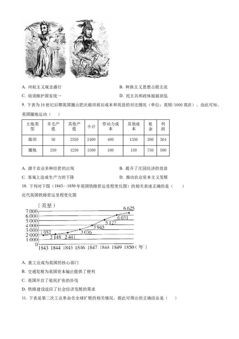 山东省济南第一中学2025-2026学年高一下学期期中考试历史试题（原卷版）_2026年04月高一试卷_260426山东省济南一中2025-2026学年高一下学期期中（全科）