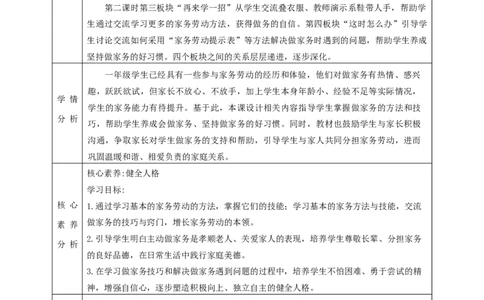 12学做家务活第二课时（教学设计）_26新一年级道法下册（统编版）_核心素养教案