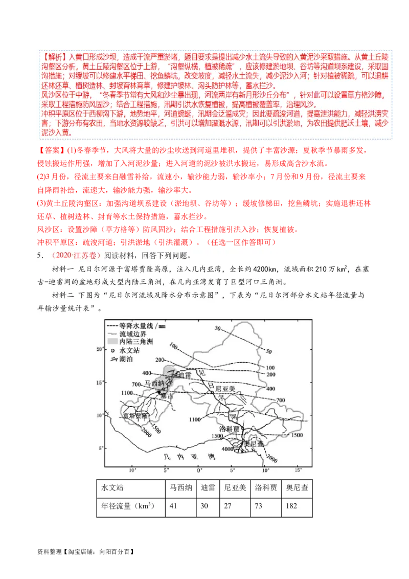 专题04微专题水量平衡、含沙量与输沙量、湖泊（讲义）（解析版）_新高考复习资料_2024年新高考复习资料_二轮复习资料_2024年高考地理二轮复习讲练测（新教材新高考）_配套讲义