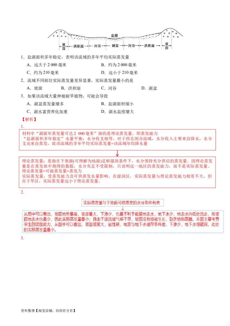 专题04微专题水量平衡、含沙量与输沙量、湖泊（讲义）（解析版）_新高考复习资料_2024年新高考复习资料_二轮复习资料_2024年高考地理二轮复习讲练测（新教材新高考）_配套讲义