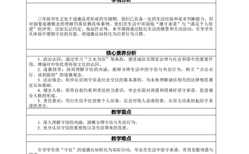 12.2《待人要诚信&mdash;&mdash;守信和失信》教案设计_26新三年级道法下册（统编版）_版本一_部编版道德与法治3下_2026春新版_第二套_01.道法3下第2套课件+核心素养教案26春
