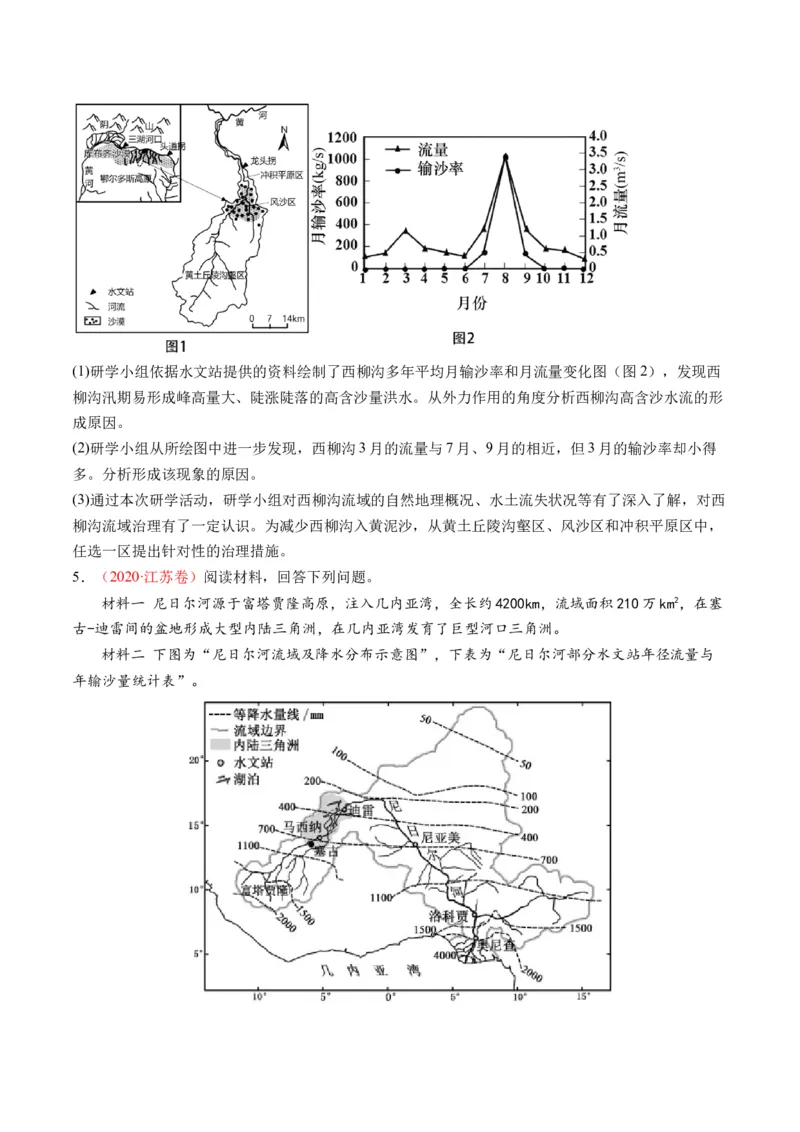 专题04微专题水量平衡、含沙量与输沙量、湖泊（讲义）（原卷版）_新高考复习资料_2024年新高考复习资料_二轮复习资料_2024年高考地理二轮复习讲练测（新教材新高考）_配套讲义