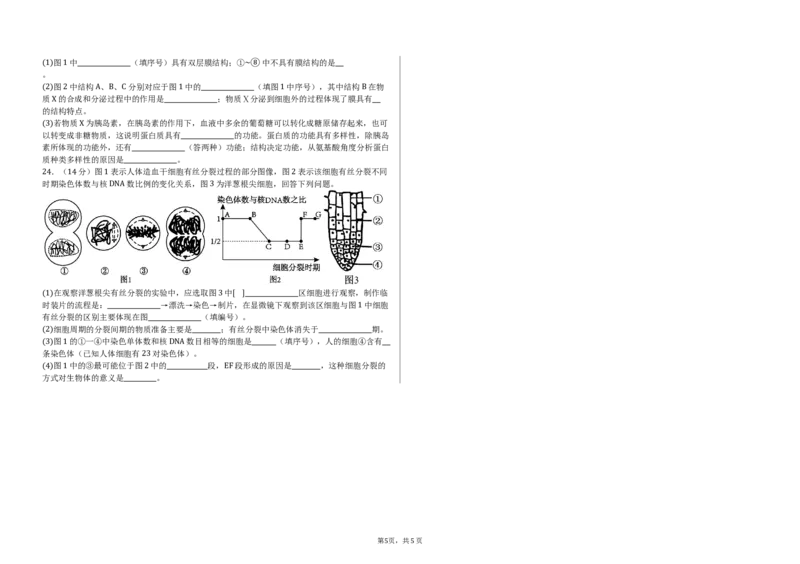 大庆铁人中学2024级高一下学期生物开学考试试题_2025年03月试卷_0316黑龙江省大庆铁人中学2024-2025学年高一下学期开学考试