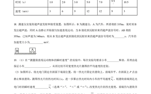 精品解析：上海市格致中学2023-2024学年高一上学期10月月考物理试题（原卷版）_0122026上海中考一模二模真题试卷_2026年上海一模_上海1500初中高中试卷_高中_高一_上学期_1：月考