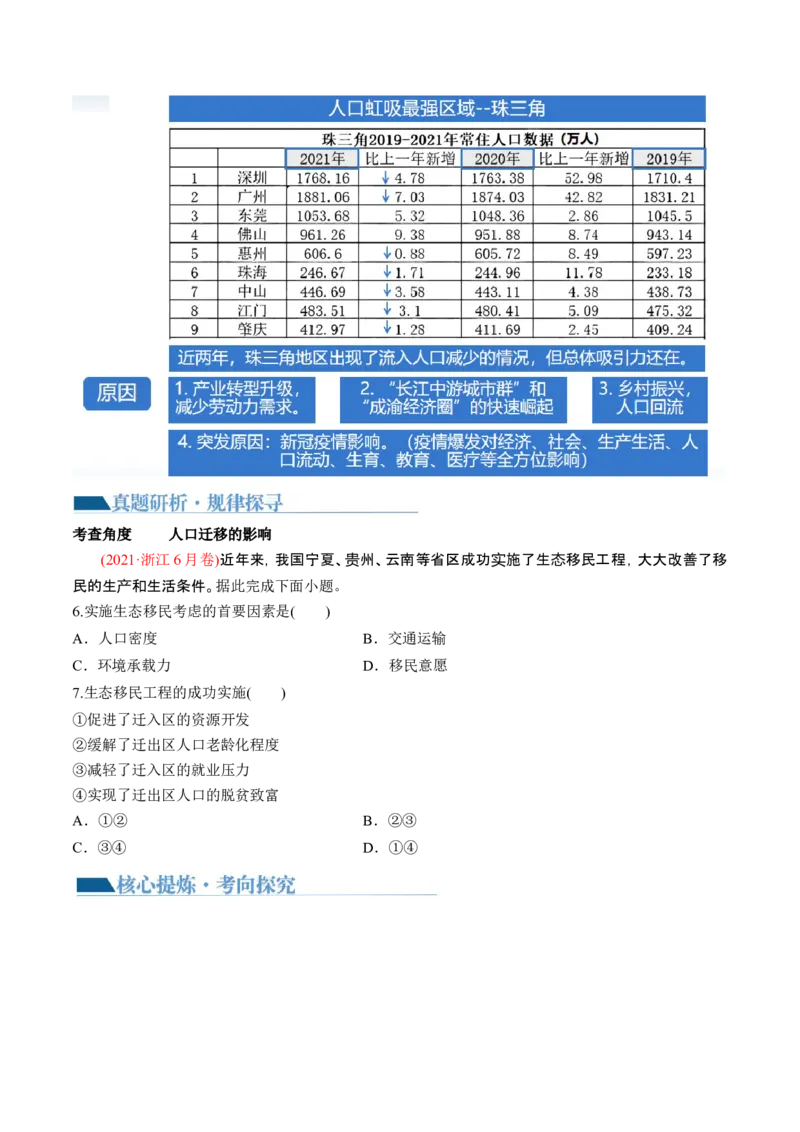 专题08人口与城市（讲义）（原卷版）_新高考复习资料_2024年新高考复习资料_二轮复习资料_2024年高考地理二轮复习讲练测（新教材新高考）_配套讲义