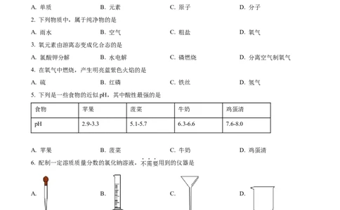 精品解析：上海嘉定区2023-2024学年九年级上学期一模理科综合试题（原卷版）_0122026上海中考一模二模真题试卷_2025-2012年_5.上海中考化学一模二模（12-24）_一模