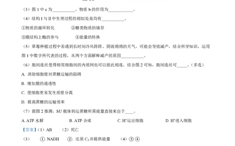 精品解析：上海市复旦大学附中2022-2023学年高二下学期期中等级性考试生物试题（解析版）_0122026上海中考一模二模真题试卷_2026年上海一模_上海1500初中高中试卷_高中_高二_下学期