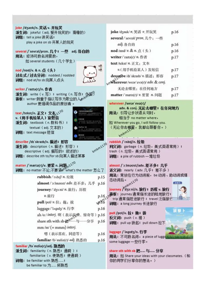 八上Unit2单词批注_最新人教版英语八年级上册_新版_初中英语8上新更新第三套可选择_07课堂笔记_单词批注