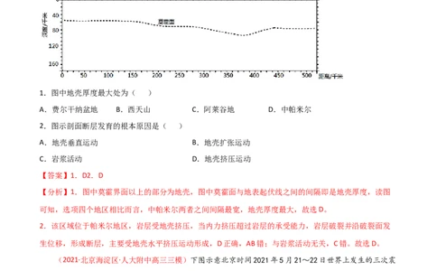 专题04地球的历史及地球的圈层结构（精选练习）-备战2022年高考地理一轮复习考点帮（新高考专用）（解析版）_新高考复习资料_2022年新高考复习资料