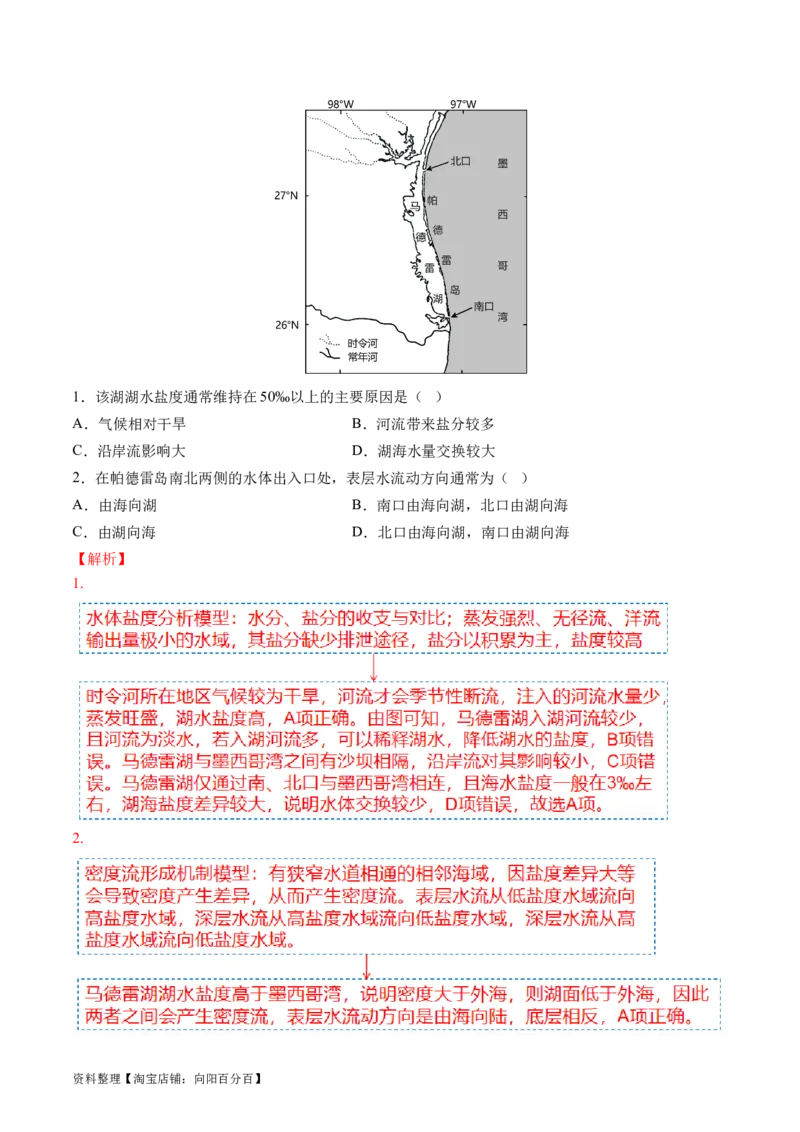 专题04水体运动规律（讲义）（解析版）_新高考复习资料_2024年新高考复习资料_二轮复习资料_2024年高考地理二轮复习讲练测（新教材新高考）_配套讲义_教师版（含答案解析）