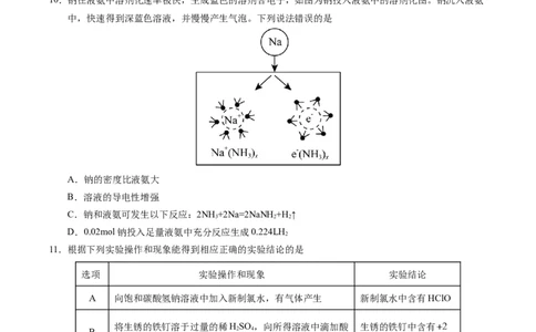 安徽省江南十校2024-2025学年高一上学期12月份分科诊断考试化学试卷_2025年01月试卷_0112安徽省江南十校2024-2025学年高一上学期12月份分科诊断考试
