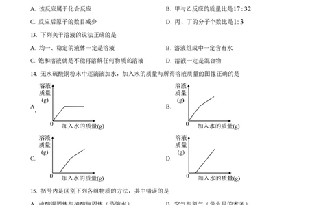 精品解析：上海市浦东新区民办浦东交中初级中学2022-2023学年八年级下学期期末化学试题（原卷版）_0122026上海中考一模二模真题试卷_2026年上海一模_上海1500初中高中试卷_初中_八年级