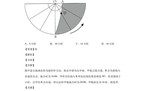 专题12地球的运动(答案版)_新高考复习资料_2022年新高考复习资料_2022年高考地理全二轮复习高频考点热点专项突破训练_专题12地球的运动综合训练（原卷版+解析版）