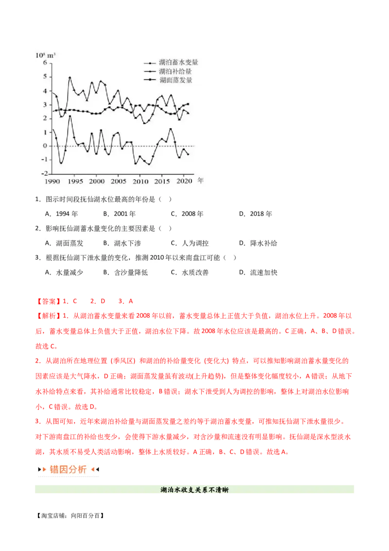 专题04地球上的水易错突破（4大易错）-备战2024年高考地理考试易错题（全国通用）（解析版）_新高考复习资料_2024年新高考复习资料_专项复习资料_教师版（含答案解析）