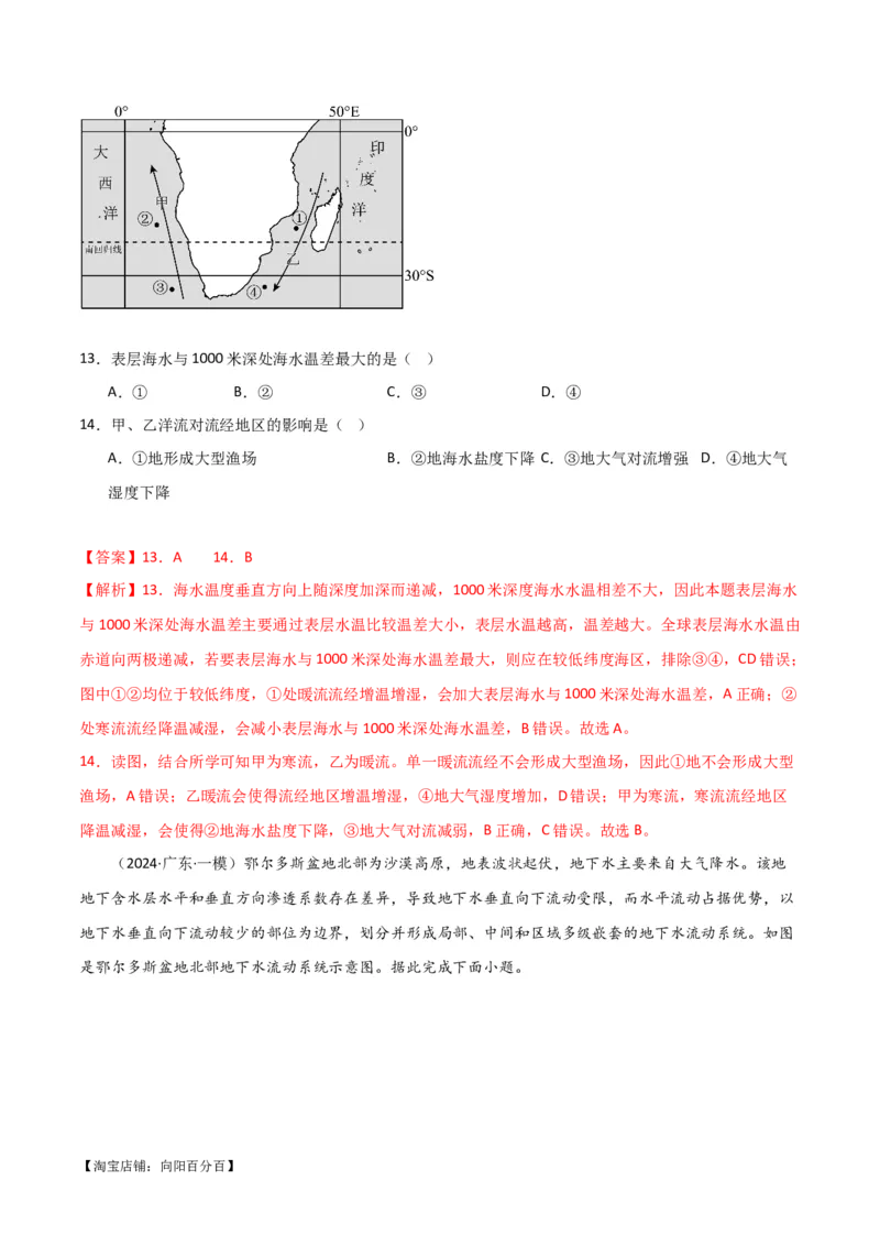 专题04地球上的水易错突破（4大易错）-备战2024年高考地理考试易错题（全国通用）（解析版）_新高考复习资料_2024年新高考复习资料_专项复习资料_教师版（含答案解析）