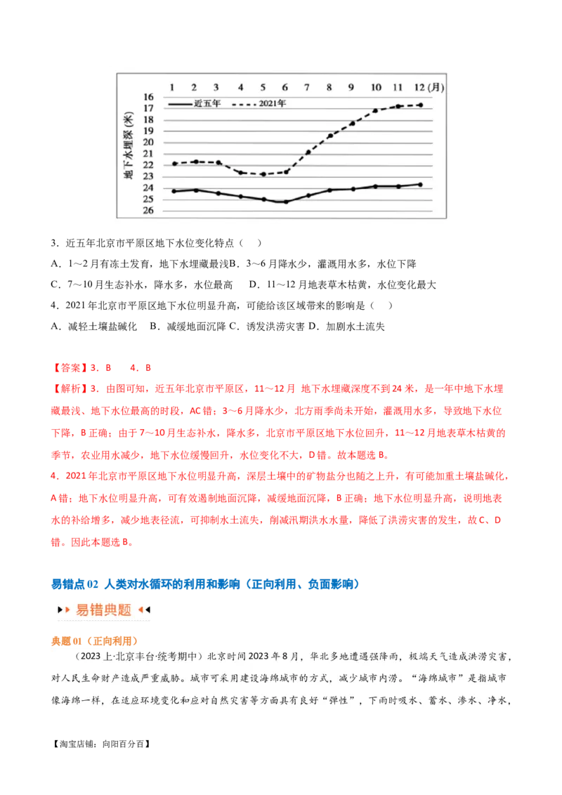 专题04地球上的水易错突破（4大易错）-备战2024年高考地理考试易错题（全国通用）（解析版）_新高考复习资料_2024年新高考复习资料_专项复习资料_教师版（含答案解析）