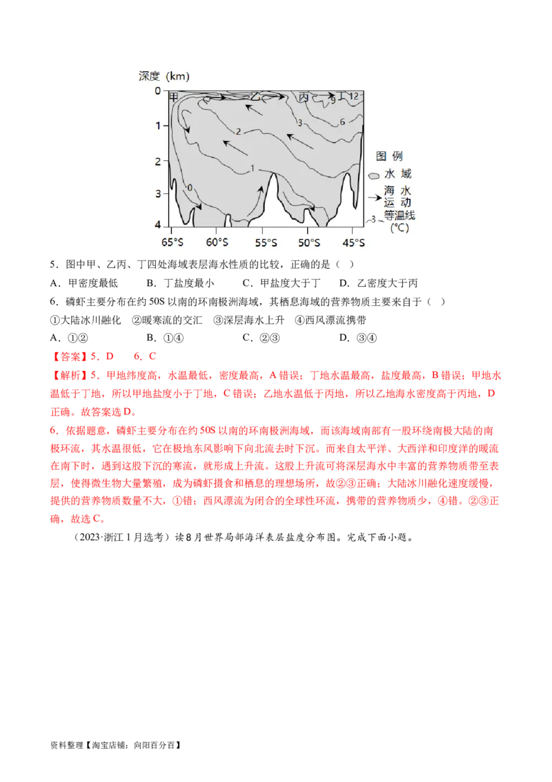 专题04水体运动规律（练习）（解析版）_新高考复习资料_2024年新高考复习资料_二轮复习资料_2024年高考地理二轮复习讲练测（新教材新高考）_配套练习_教师版（含答案解析）
