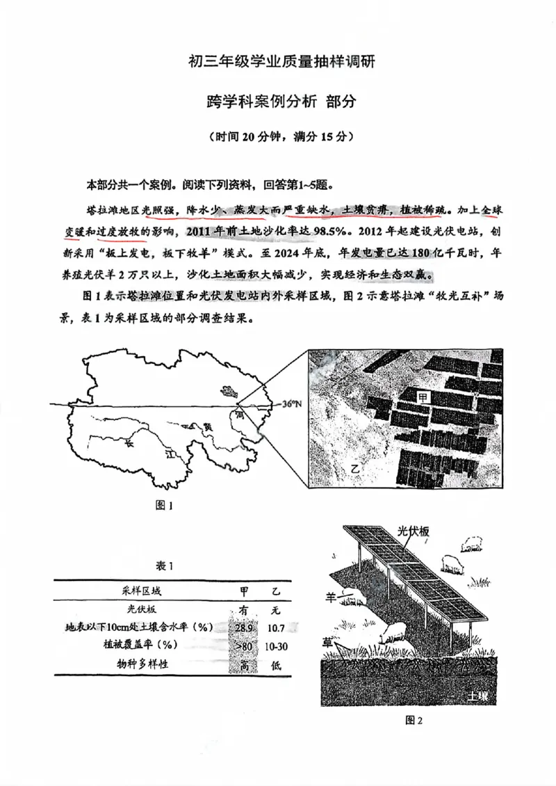 闵行跨学科手写参考答案_0122026上海中考一模二模真题试卷_2026上海二模更新中1_闵行
