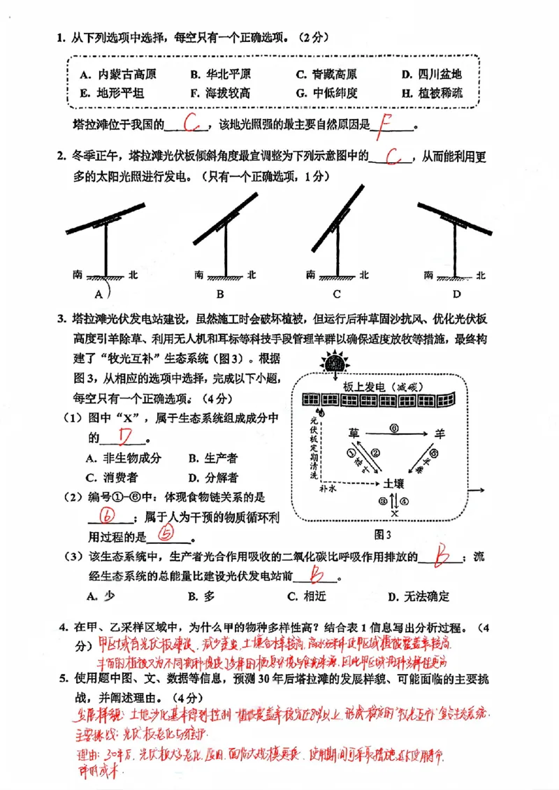 闵行跨学科手写参考答案_0122026上海中考一模二模真题试卷_2026上海二模更新中1_闵行