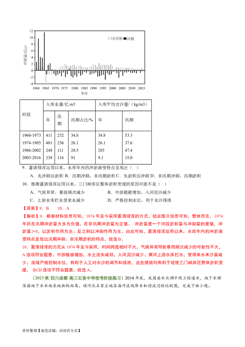 4.1流域内协调发展（练习）-备战2024年高考地理一轮复习考点帮（新高考专用）（解析版）_新高考复习资料_2024年新高考复习资料_一轮复习资料_第四部分区域发展