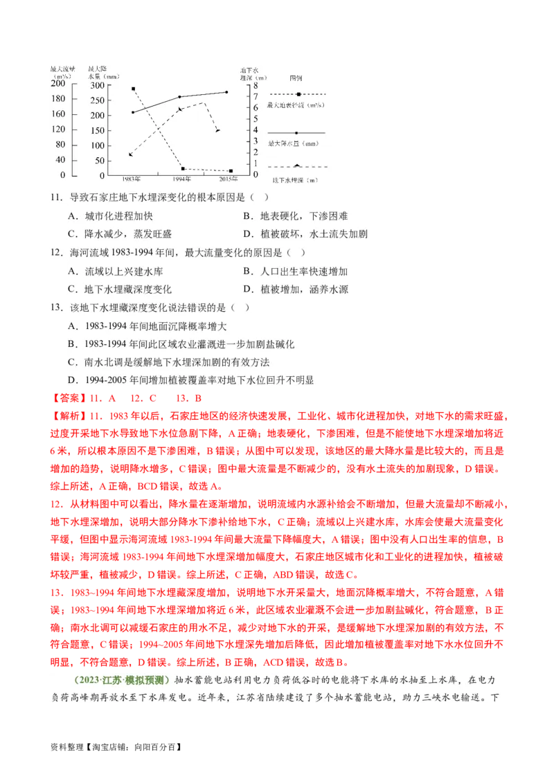 4.1流域内协调发展（练习）-备战2024年高考地理一轮复习考点帮（新高考专用）（解析版）_新高考复习资料_2024年新高考复习资料_一轮复习资料_第四部分区域发展