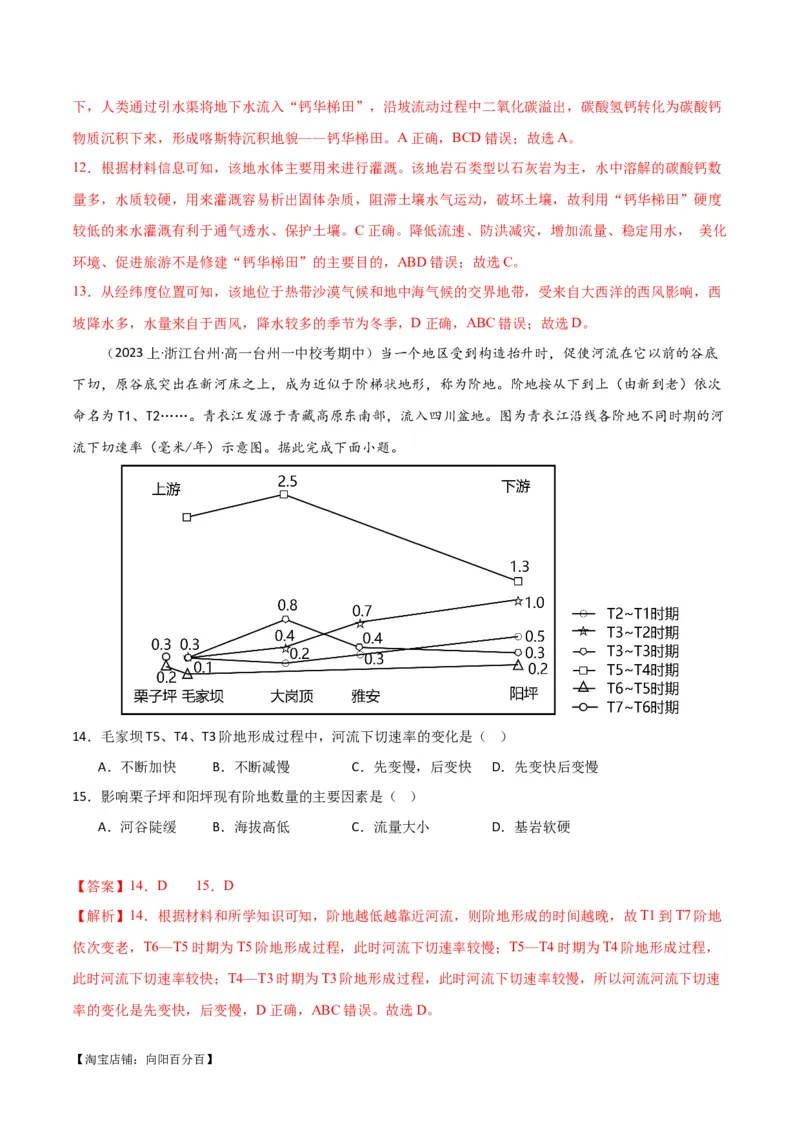 专题05地质地貌易错突破（4大易错）-备战2024年高考地理考试易错题（全国通用）（解析版）_新高考复习资料_2024年新高考复习资料_专项复习资料_教师版（含答案解析）
