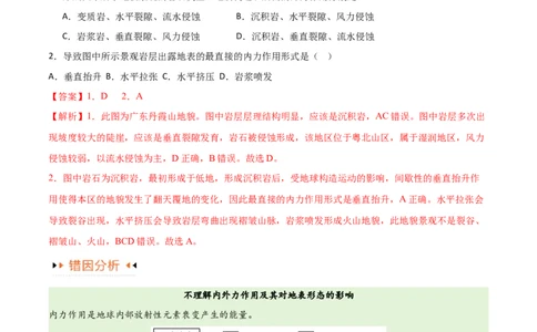 专题05地质地貌易错突破（4大易错）-备战2024年高考地理考试易错题（全国通用）（解析版）_新高考复习资料_2024年新高考复习资料_专项复习资料_教师版（含答案解析）