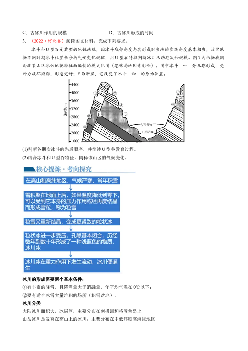 专题05微专题地貌演化过程、冰川地貌、沙丘（讲义）（原卷版）_新高考复习资料_2024年新高考复习资料_二轮复习资料_2024年高考地理二轮复习讲练测（新教材新高考）_配套讲义