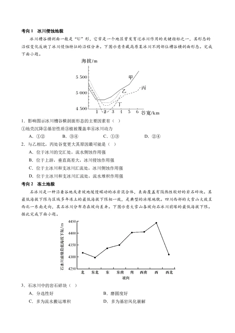 专题05微专题地貌演化过程、冰川地貌、沙丘（讲义）（原卷版）_新高考复习资料_2024年新高考复习资料_二轮复习资料_2024年高考地理二轮复习讲练测（新教材新高考）_配套讲义