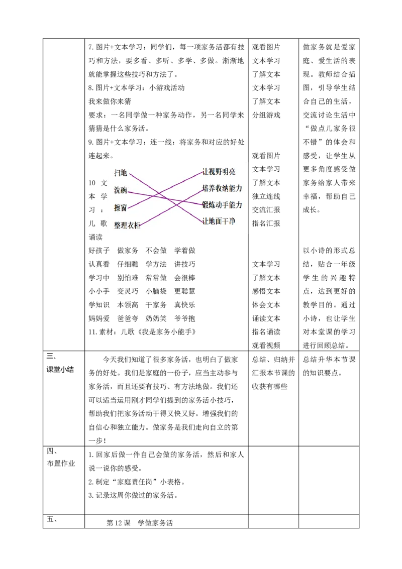 12学做家务活第一课时（教学设计）_26新一年级道法下册（统编版）_核心素养教案