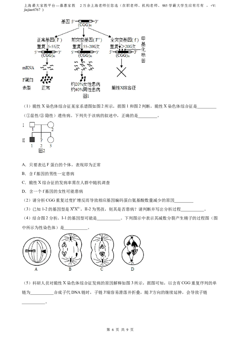 精品解析：2023届上海市徐汇区高三二模生物试题（原卷版）_0122026上海中考一模二模真题试卷_2026年上海一模_上海1500初中高中试卷_高中_高三_模拟卷_生物