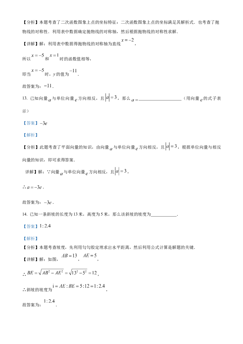 精品解析：上海市长宁区2023-2024学年九年级上学期期末数学试题（一模）（解析版）_0122026上海中考一模二模真题试卷_2025-2012年_2.上海中考数学一模二模（12-24）_一模
