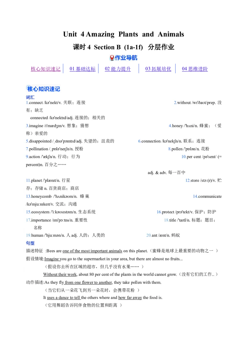 Unit4课时4SectionB（1a-1f）（分层作业）（解析版）_最新人教版英语八年级上册_新版_初中英语8上新更新第一套可选择_06.英语8上-试题_课时分层作业