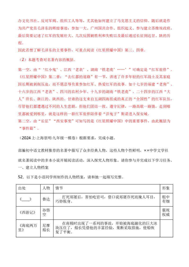 专题06综合性学习之名著类（解析版）-好题汇编2024年中考语文一模试题分类汇编（上海专用）_0122026上海中考一模二模真题试卷_2025-2012年_1.上海中考语文一模二模（14-24）_一模