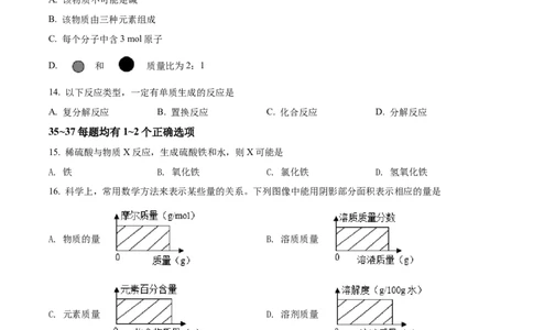 精品解析：2022年上海市黄浦区中考二模化学试题（原卷版）(1)_0122026上海中考一模二模真题试卷_2025-2012年_5.上海中考化学一模二模（12-24）_二模_2022年上海市中考化学二模试卷（16份）