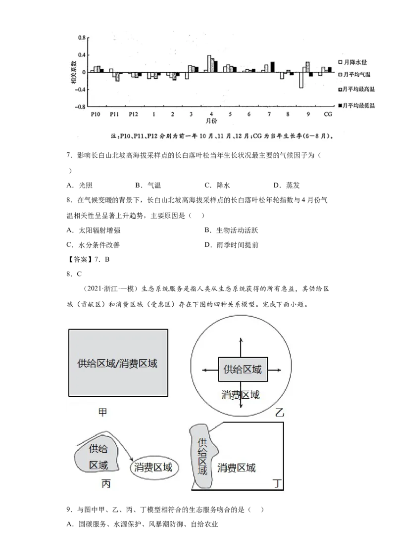 专题21自然环境与人类社会(答案版)_新高考复习资料_2022年新高考复习资料_2022年高考地理全二轮复习高频考点热点专项突破训练_专题21自然环境与人类社会综合训练（原卷版+答案版）