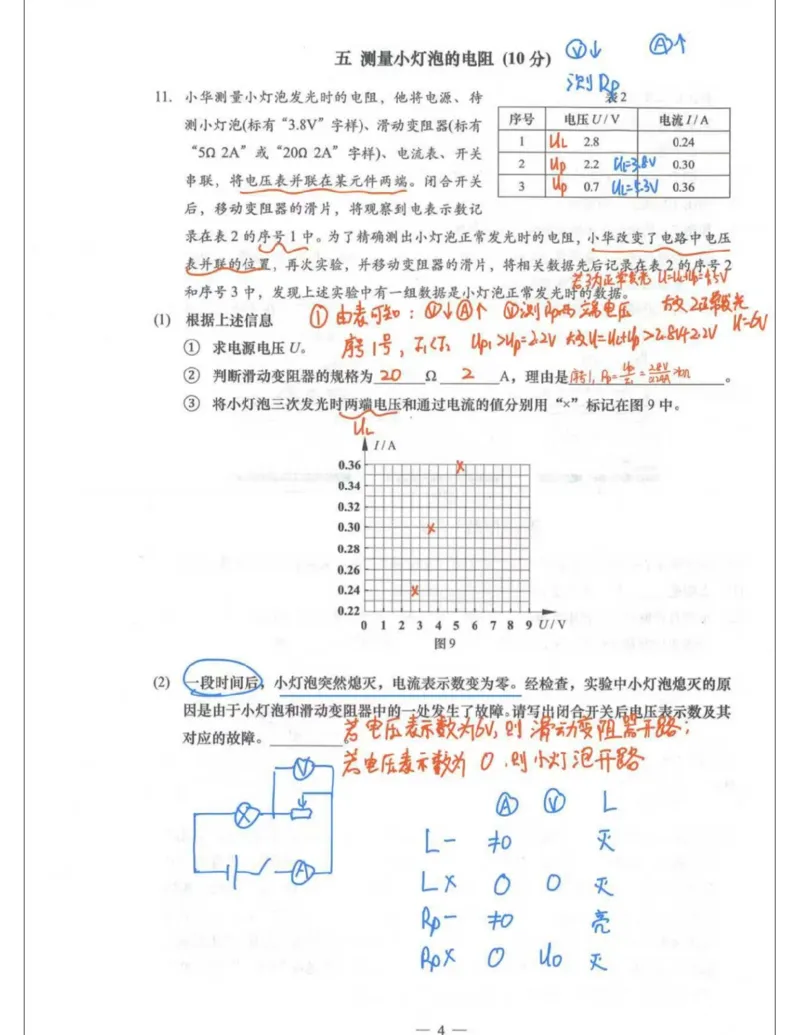 杨浦二模物理答案（手写参考版）_0122026上海中考一模二模真题试卷_2026上海二模更新中1_杨浦