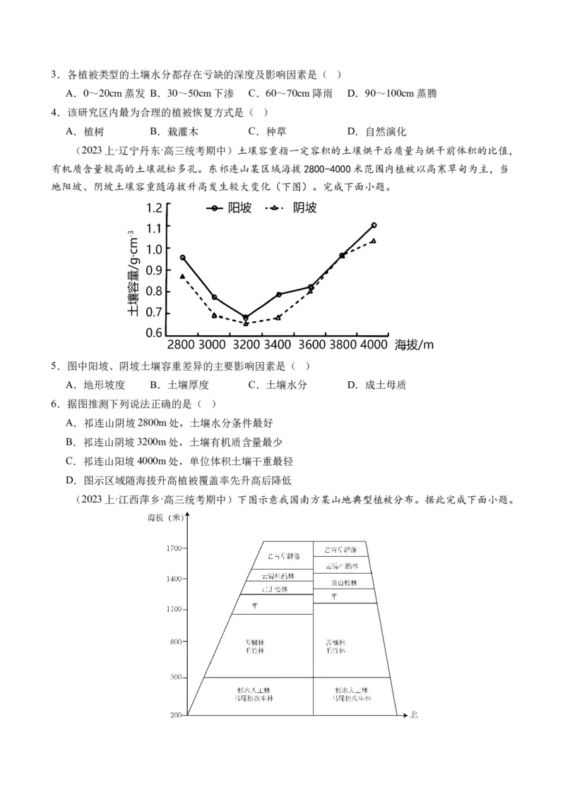 专题06自然地理环境的整体性与差异性（含生物与环境、冻土）（练习）（原卷版）_新高考复习资料_2024年新高考复习资料_二轮复习资料_2024年高考地理二轮复习讲练测（新教材新高考）