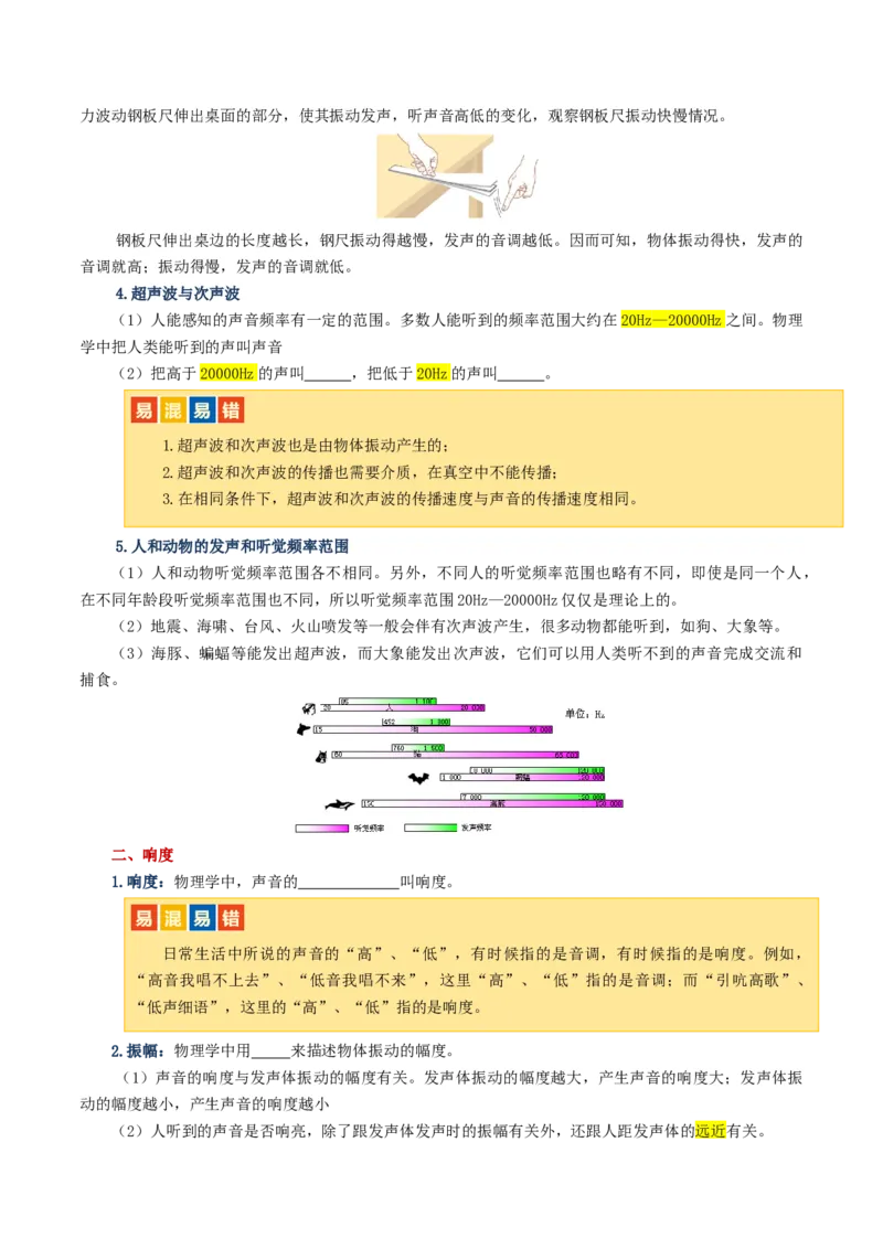 专题01声现象（讲义）（原卷版）_8、物理总复习_2024年中考复习资料_一轮复习_课件+讲义+练习2024年中考物理一轮复习讲练测（全国通用）_配套讲义（原卷版+解析版）