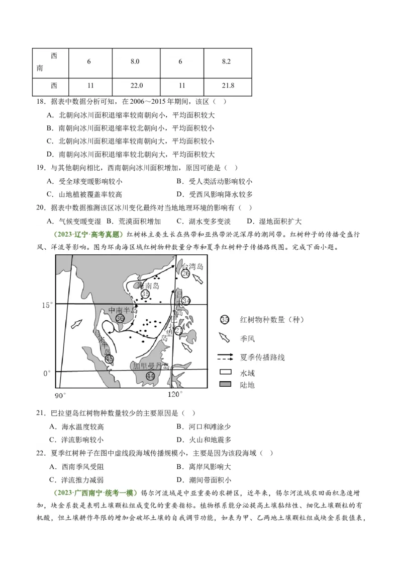 4.3自然环境的整体性（练习）（原卷版）_新高考复习资料_2024年新高考复习资料_一轮复习资料_完备战2024年高考地理一轮复习考点帮（新高考专用）_第二部分自然地理