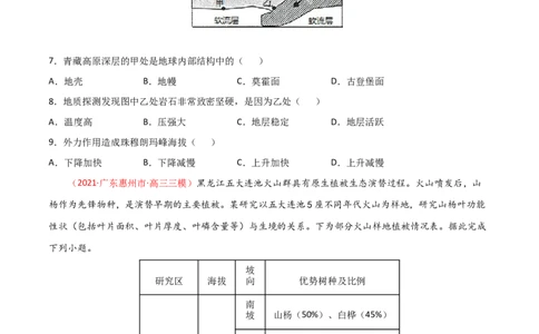 专题04地球的历史及地球的圈层结构（精选练习）-备战2022年高考地理一轮复习考点帮（新高考专用）（原卷版）_新高考复习资料_2022年新高考复习资料