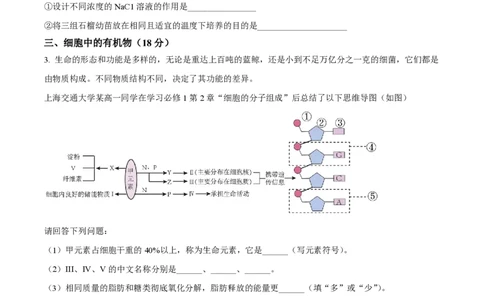 精品解析：上海市某校2023-2024学年高一10月考试生物试题（原卷版）_0122026上海中考一模二模真题试卷_2026年上海一模_上海1500初中高中试卷_高中_高一_上学期_1：月考
