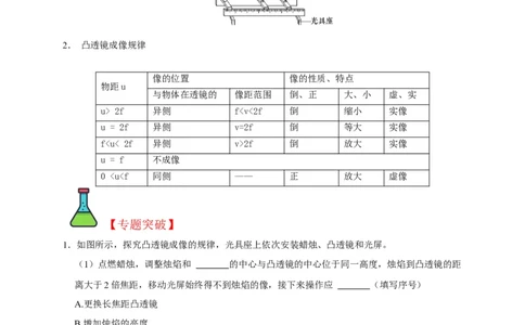 专题03透镜成像规律实验（原卷版）_8、物理总复习_8.中考物理总复习_2023年中考复习资料_二轮复习_2023年中考物理二轮题型专项复习（全国通用）