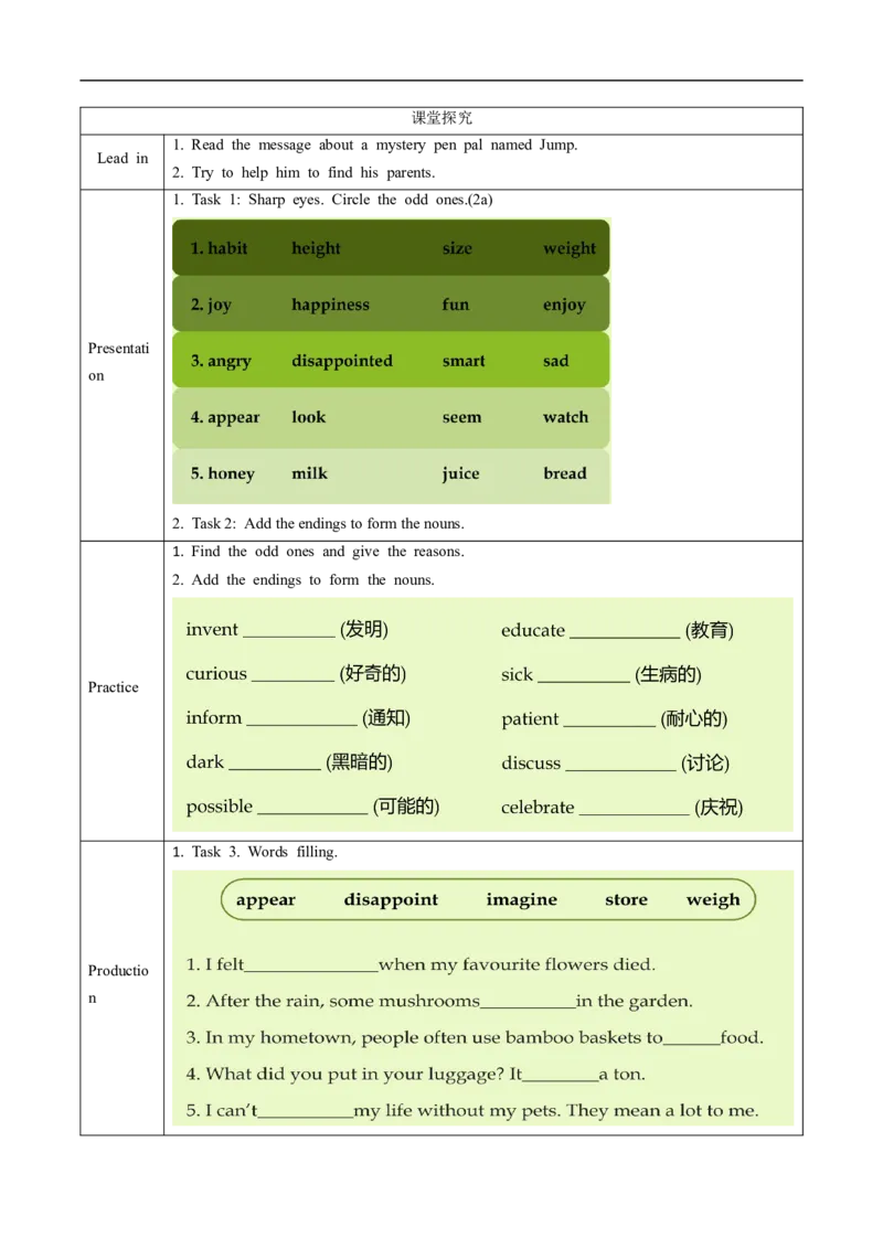 Unit4课时5SectionBVocabularyinuse2a-2d趣味词汇（导学案）_最新人教版英语八年级上册_新版_初中英语8上新更新第一套可选择_01.U4-U5.英语8上-教案+PPT课件+导学案+分层作业第1套_Unit4