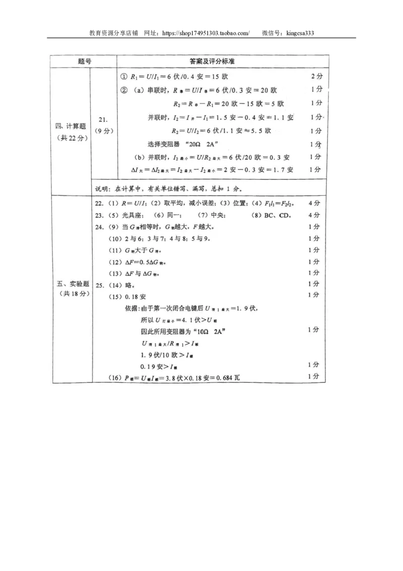 上海市黄浦区2015届九年级4月质量调研（二模）物理试题及答案（PDF版）_0122026上海中考一模二模真题试卷_2025-2012年_4.上海中考物理一模二模（14-24）_二模_赠PDF版
